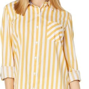 Tommy Hilfiger Yellow and White Striped Button Down Shirt